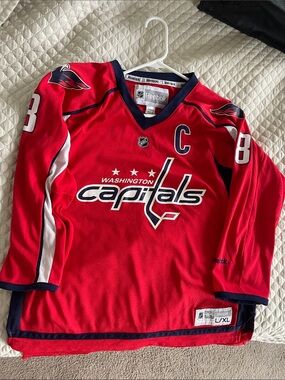 Reebok Washington Capitals Red Youth Hockey Jersey with Navy Trim